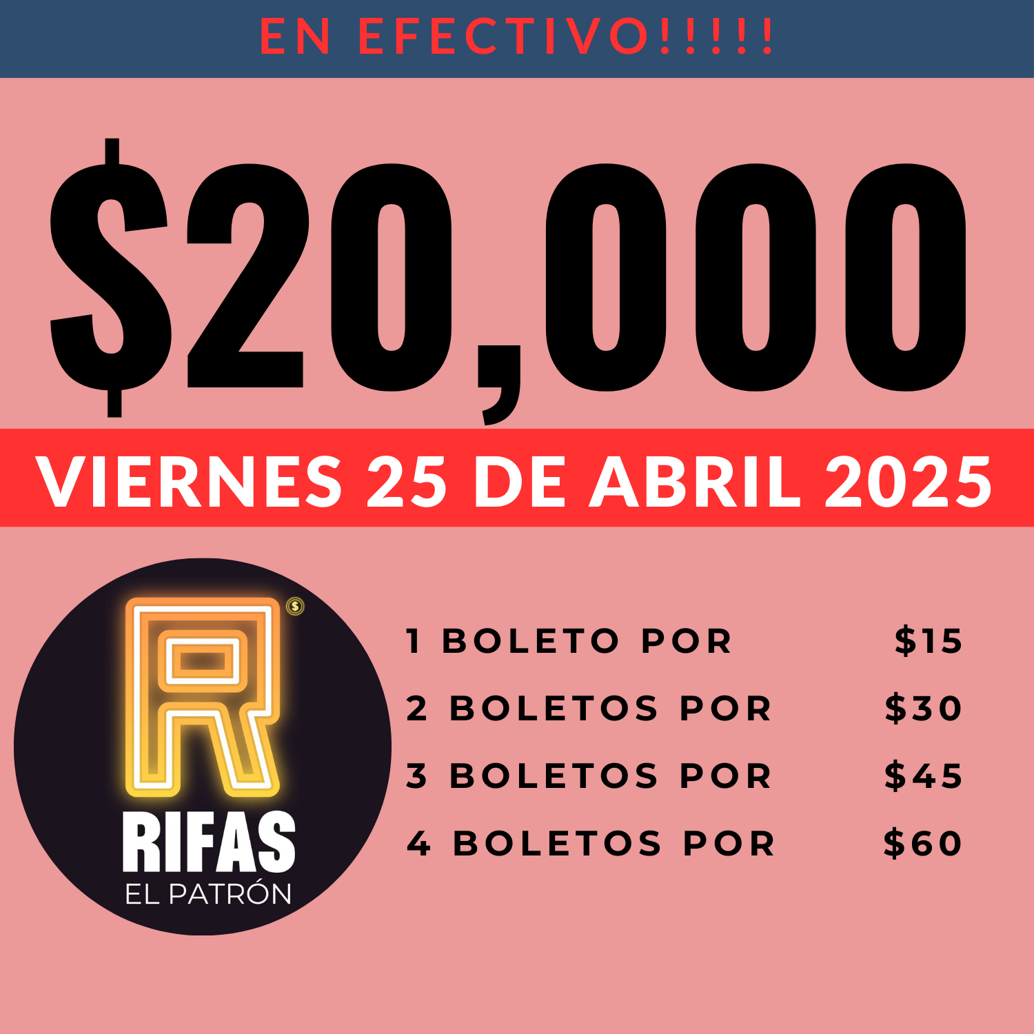 rifa de $20,000 en efectivo